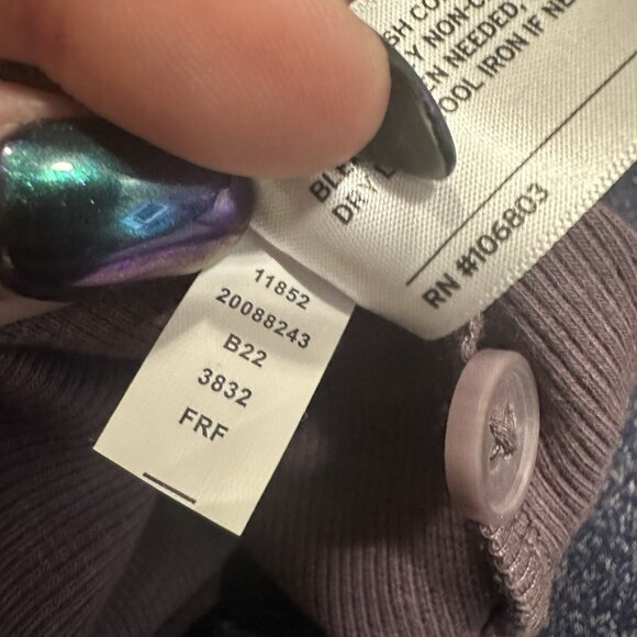 Duluth Trading Co Women’s Makers Studio Cotton Rib Henley Shirt Purple 1X XL - Picture 4 of 6